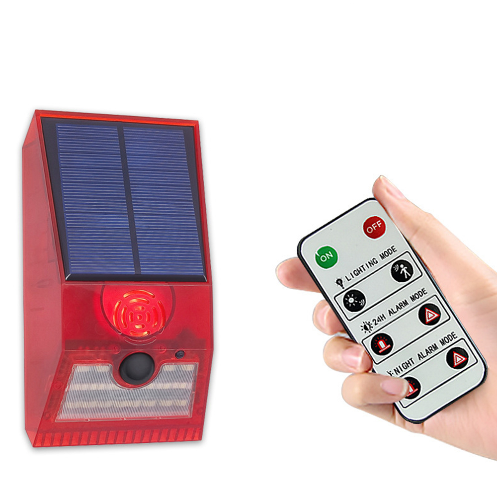 Home Security Lights Outdoors - 多機能ソーラーアラームライト リモコン付きセキュリティアラーム パイロセンサー検出器 家庭用庭園屋外ウォールライト