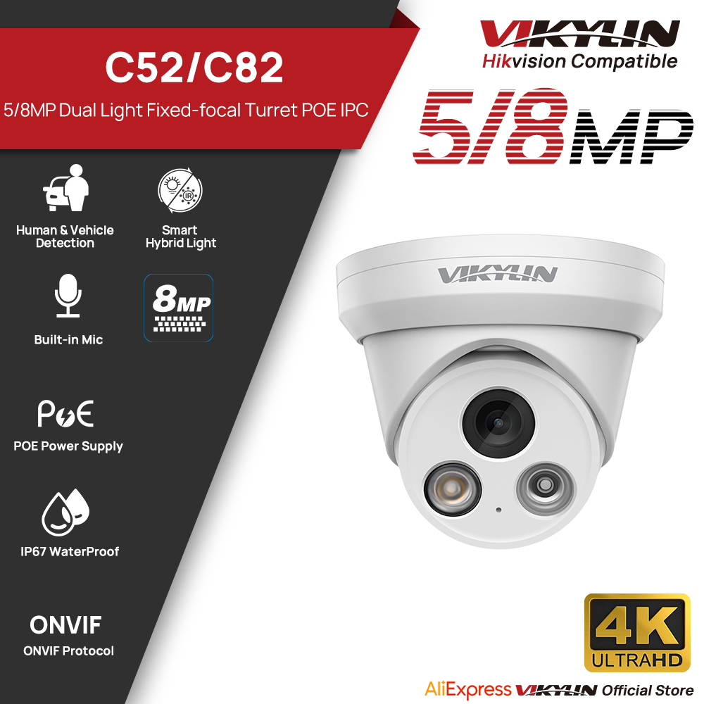 Home Security Lights Outdoors - VIKYLIN 5/8MP 4K IP カメラデュアルライト屋外 POE