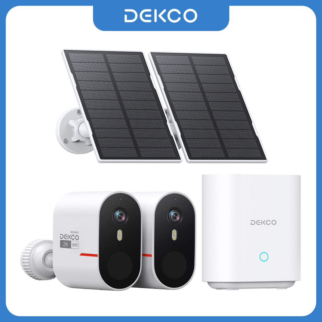 Home Security Adt - Dekco 3MP WiFiソーラーカメラシステム 2台セット 屋外ワイヤレスホームセキュリティカメラセット カラーナイトビジョン