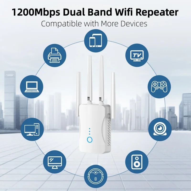 Home Security Outdoor - 1200Mbps デュアルバンド WiFi リピーター ワイヤレス 2.4G