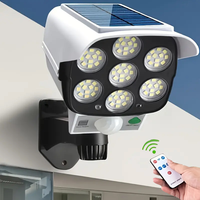 Home Security Lights Outdoors - 77LEDソーラーライトシミュレーションセキュリティダミーカメラモーションセンサー屋外ナイトライトIP65防水ランプ3モードホームガーデン用
