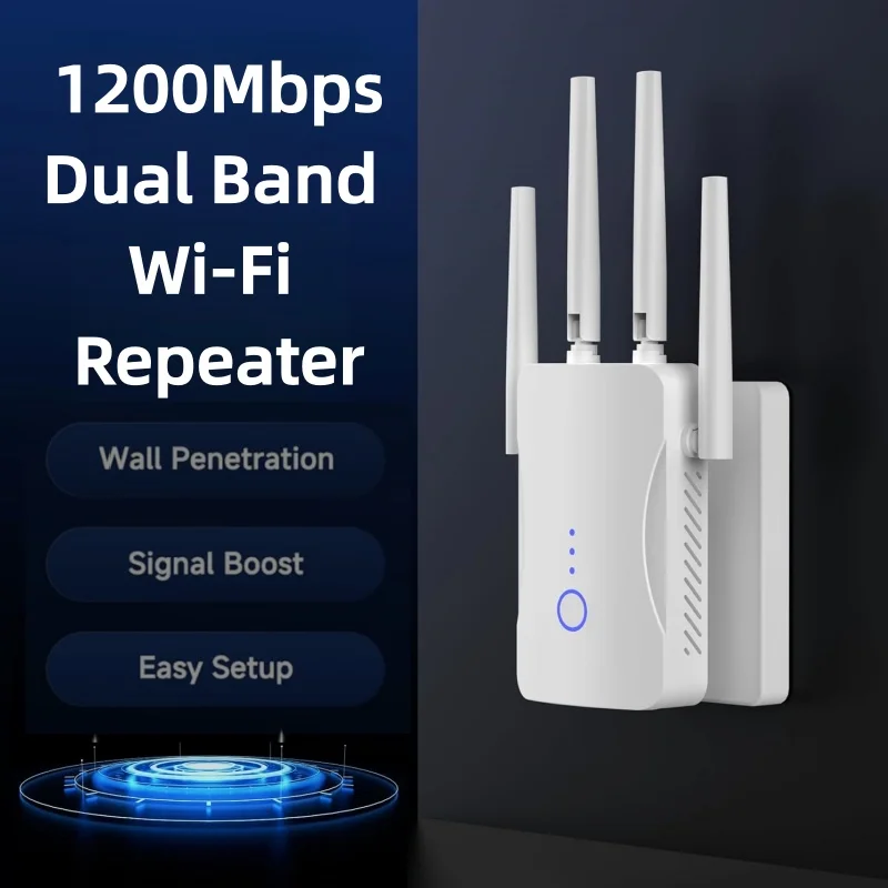 Home Security Outdoor - 2.4G/5GHz デュアルバンドWiFiリピーター 1200Mbps 信号拡張ルーター 802.11N 長距離無線WiFiエクステンダー