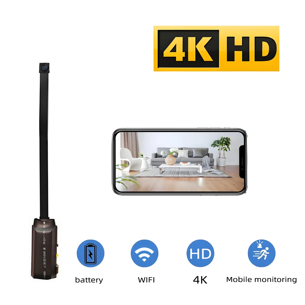 Home Security Hidden Cameras - アップグレード版、4K HDミニWiFiカメラ、遠隔視聴対応、動体検知、ホームナニースタイルDIYカメラ
