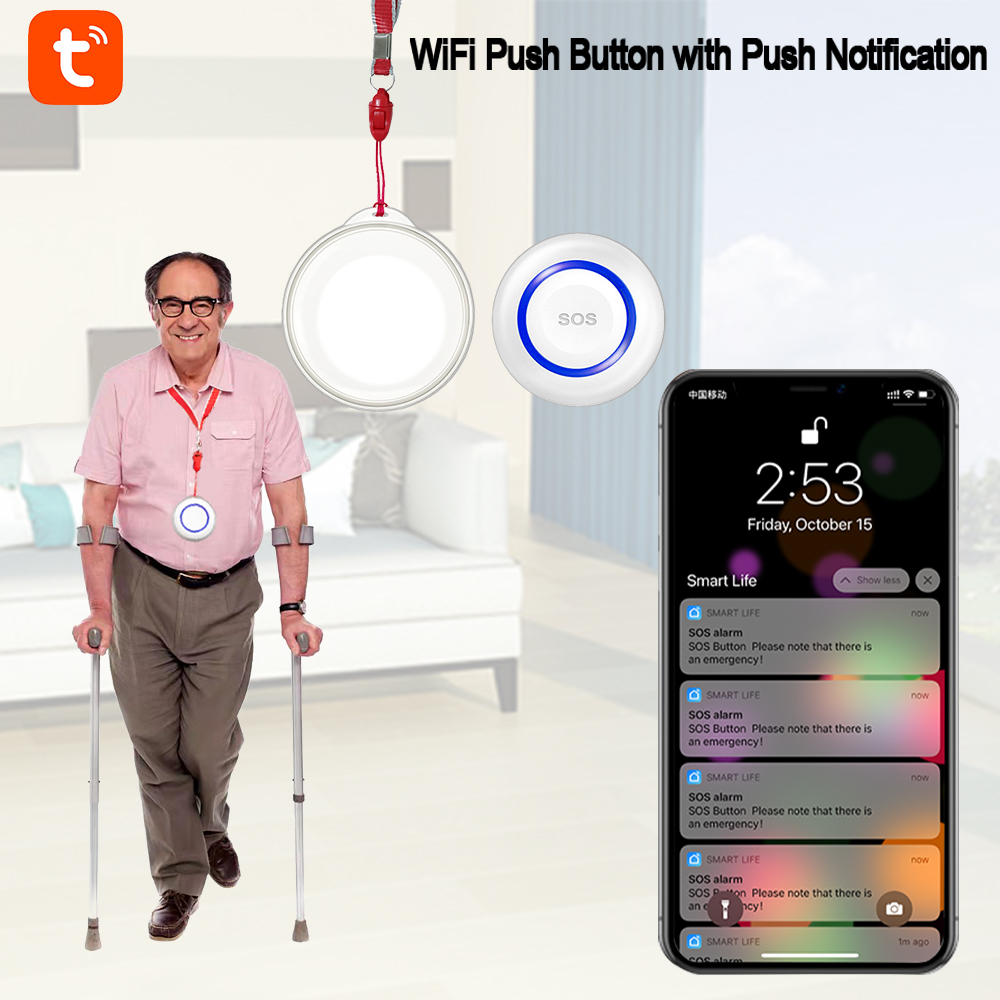 Tuya-アラーム用ボタン電池,Wi-Fi,充電式,緊急時, - Home Security Outdoor のレビューと価格