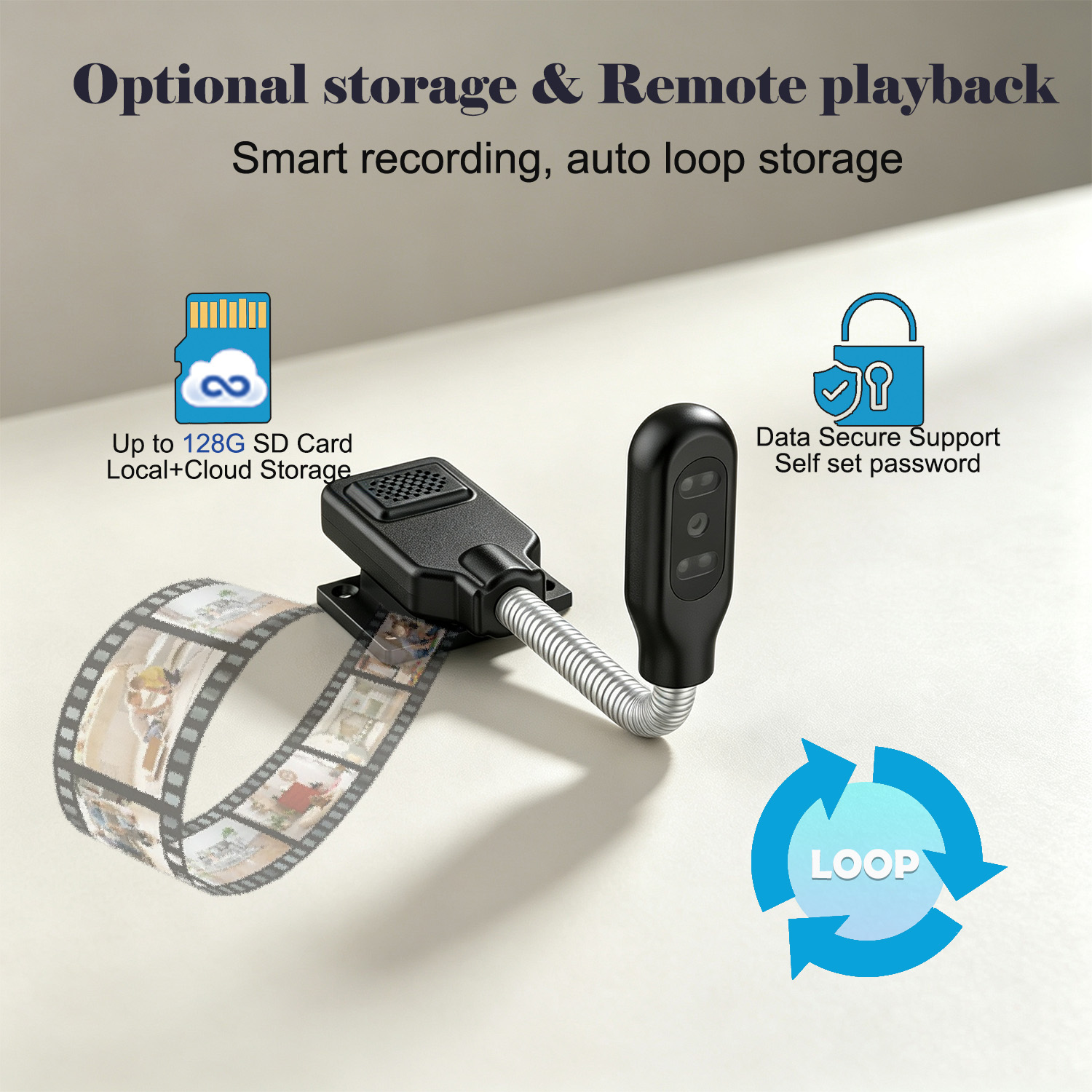 フレキシブルグースネック型ベビーペットモニターカメラ、設置不 - Home Security Hidden Cameras のレビューと価格