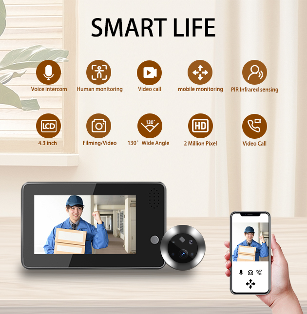 4.3インチTuya Smartlife WiFiドアベルビ - Home Security Video のレビューと価格