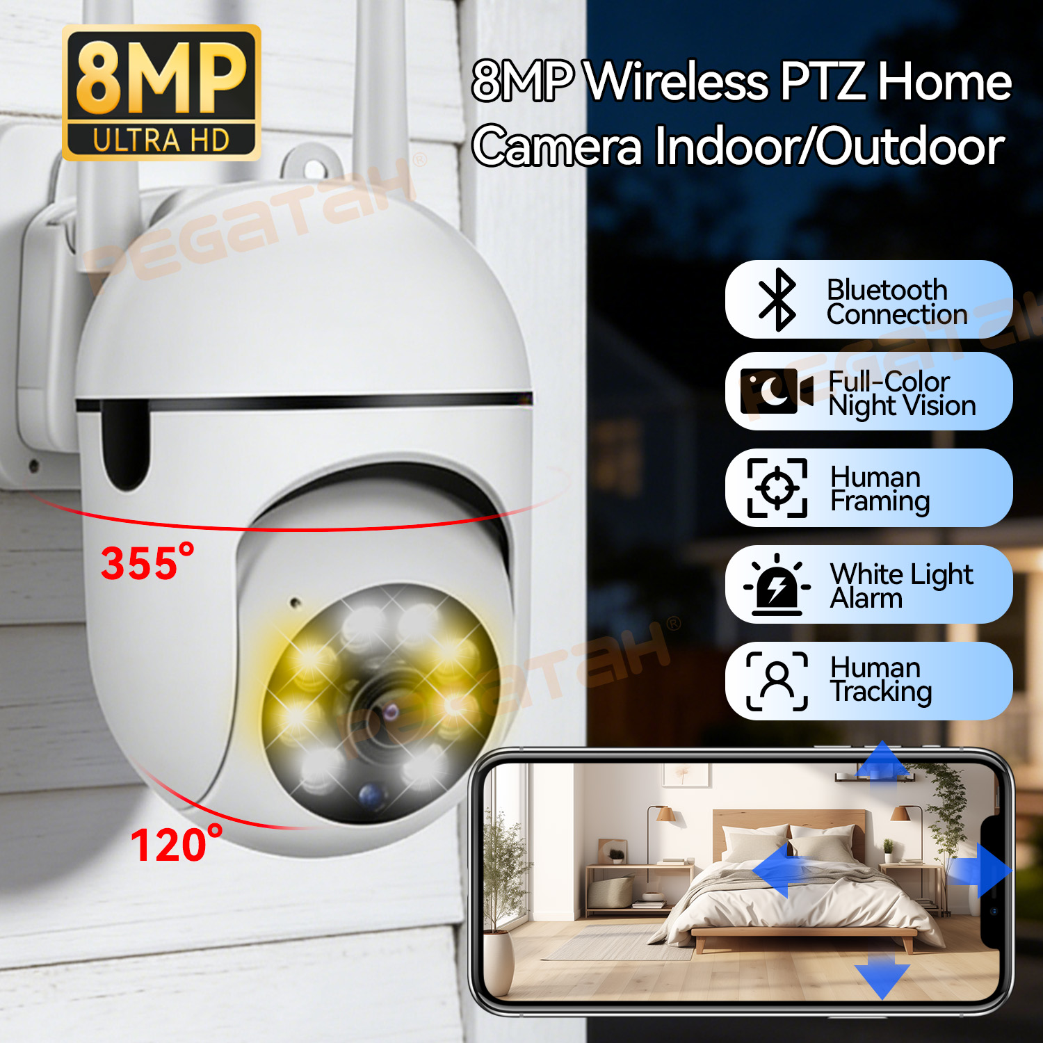 8MP 2.4G Wifi IP CCTVカメラ カラーナイ - Home Security Lights Outdoors のレビューと価格