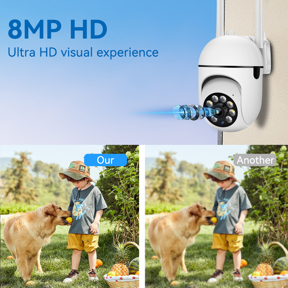 8MP 2.4G Wifi IP CCTVカメラ カラーナイ - Home Security Lights Outdoors のレビューと価格