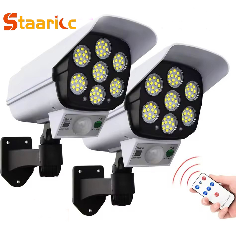 77LEDソーラーライトシミュレーションセキュリティダミーカ - Home Security Lights Outdoors のレビューと価格
