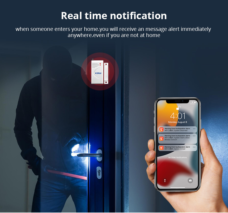 Kerui-家庭用セキュリティ警報システム,Wi-Fi,スピ - Home Security Product のレビューと価格