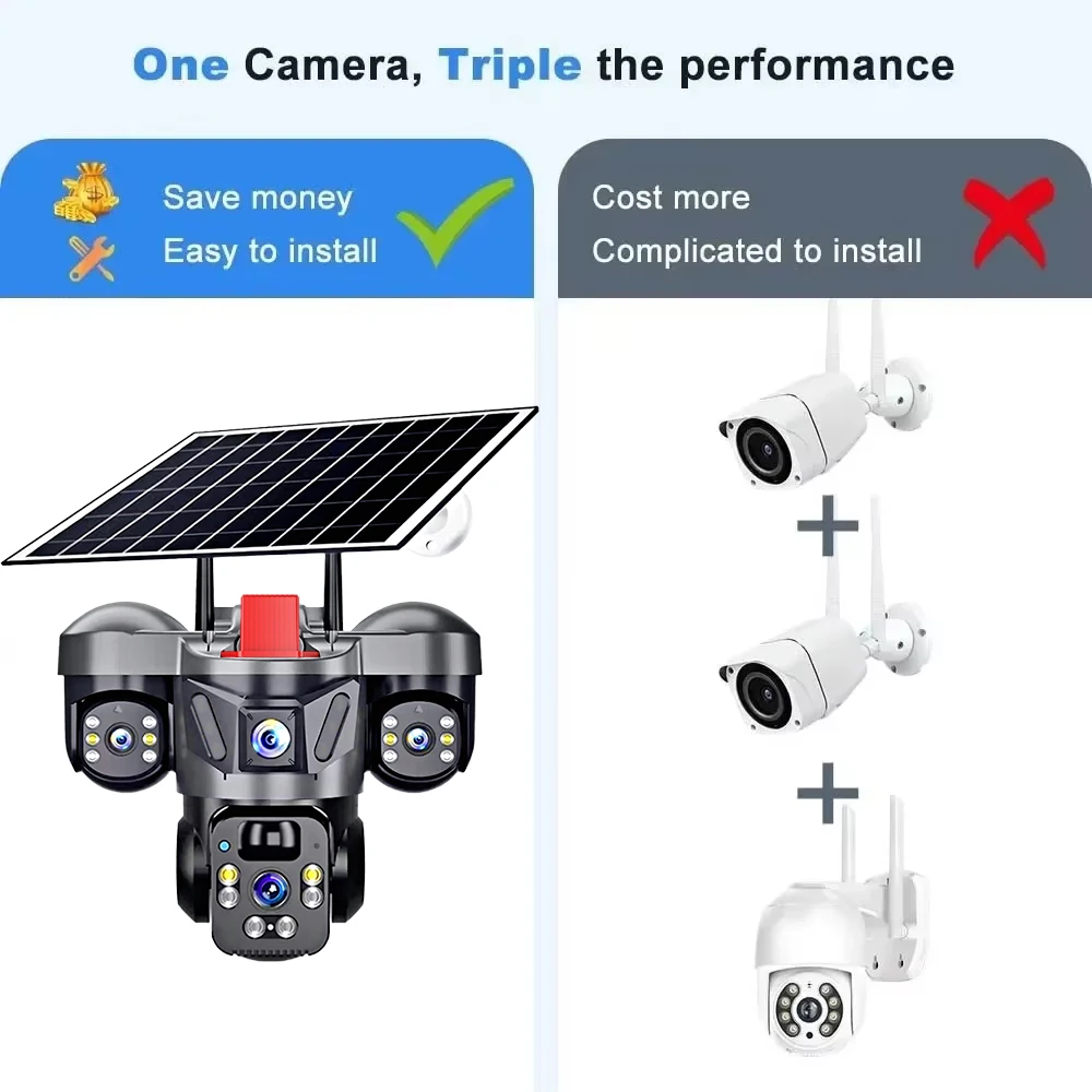 KERUI 屋外PTZ 6MP 4G SIM WIFI ソー - Home Security Video のレビューと価格